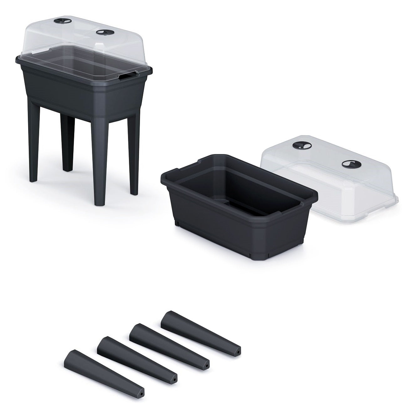 Jardinera Alta Con Cubierta Prosperplast Respana Planter Ecoline De Plastico En Color Antracita 59,6 (largo) X 36,8 (ancho) X 75,3 (alto) Cm_0