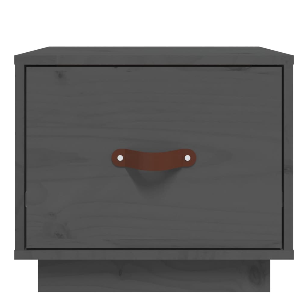Mesitas De Noche 2 Uds Madera Maciza De Pino Gris 40x34x35 Cm_3