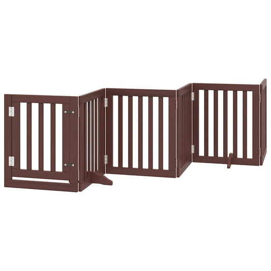 Vidaxl Puerta De Perros Plegable 15 Paneles Madera Álamo Marrón 750 Cm_0