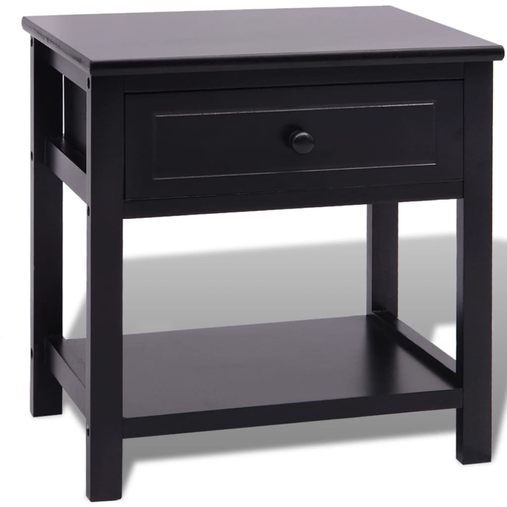 Mesita De Noche De Madera Negro_0