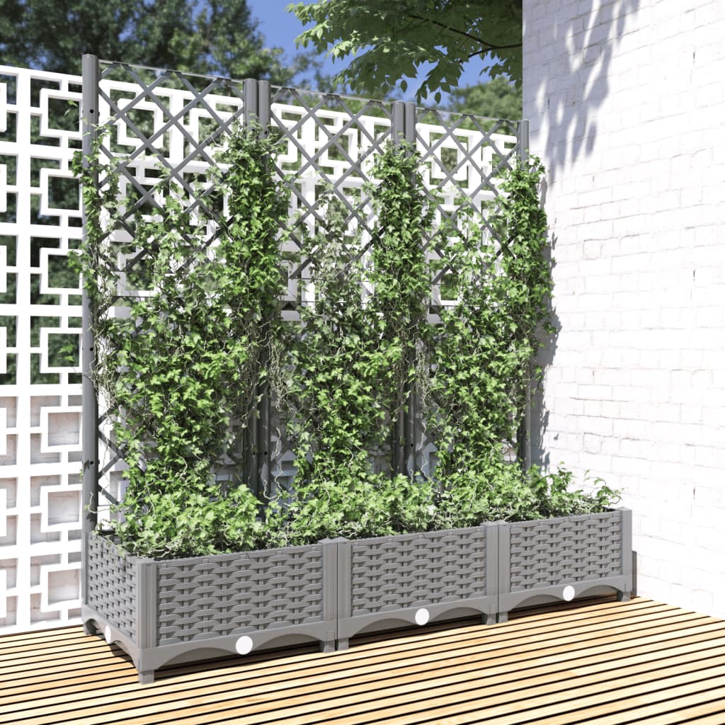 Jardinera Con Enrejado Pp Gris Claro 120x40x121,5 Cm_1