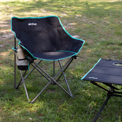 Aktive Pack 2 Sillas Plegables Camping 50x65x38 Cm Con Posavasos Negras_2