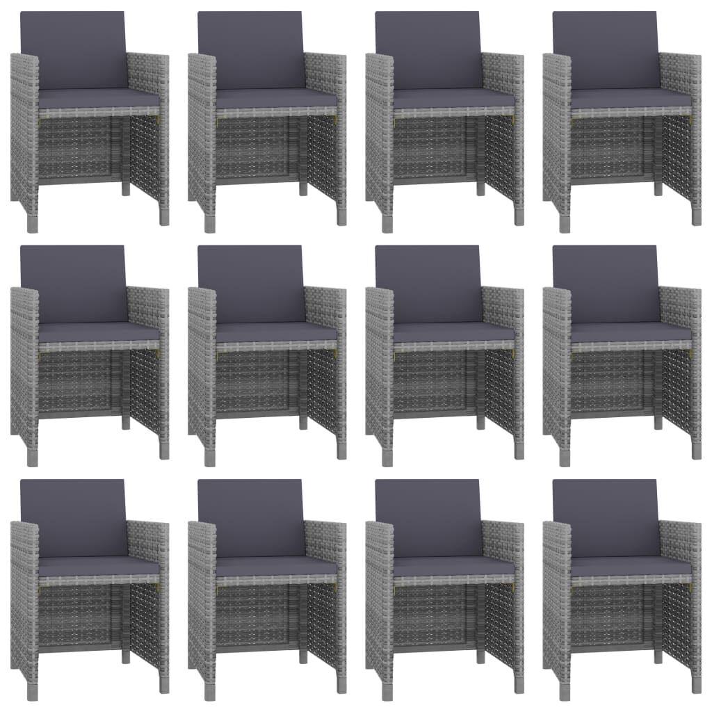 Vidaxl Set Comedor De Jardín 13 Piezas Y Cojines Ratán Sintético Gris_1