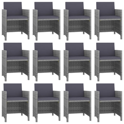 Vidaxl Set Comedor De Jardín 13 Piezas Y Cojines Ratán Sintético Gris_1