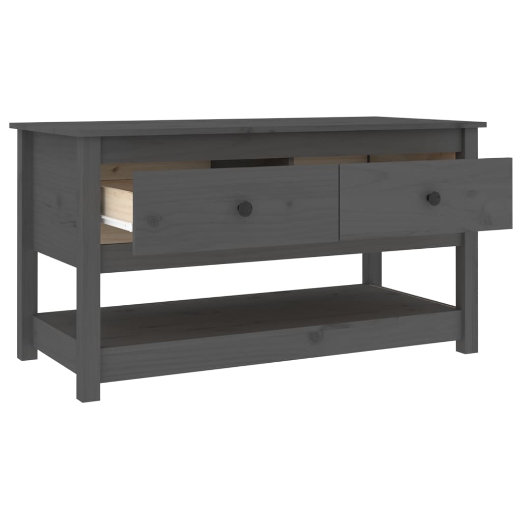 Mesa De Centro De Madera Maciza De Pino Gris 102x49x55 Cm_3