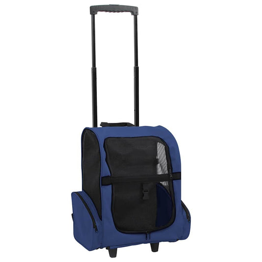 Vidaxl Carro Plegable Para Mascotas Multiusos Azul_0