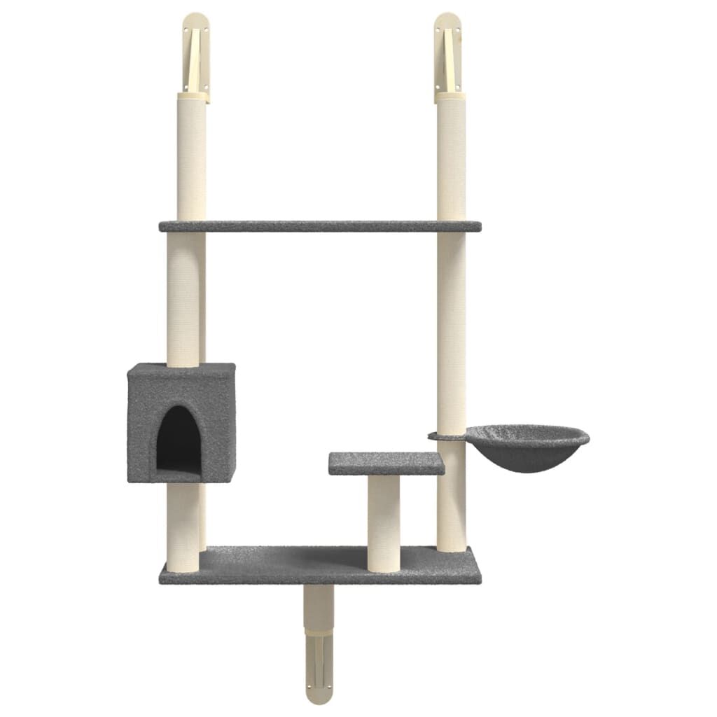 Vidaxl Árbol Rascador Para Gatos De Pared Gris Oscuro 153 Cm_3
