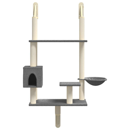 Vidaxl Árbol Rascador Para Gatos De Pared Gris Oscuro 153 Cm_3