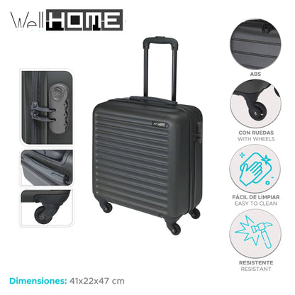 Well Home Maleta Trolley Abs De 16'' Con 4 Ruedas Color Negro