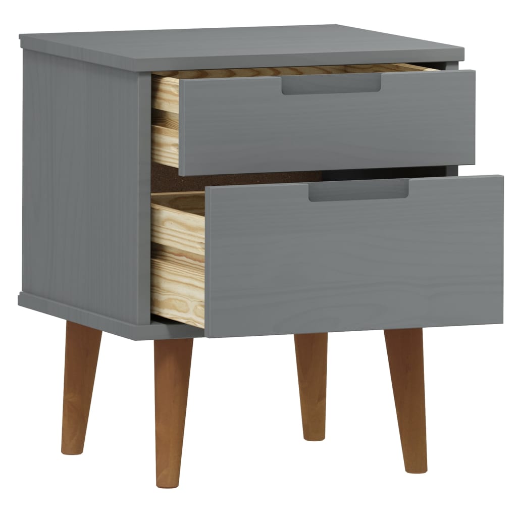 Mesita De Noche Molde Madera Maciza De Pino Gris 40x35x48 Cm_3
