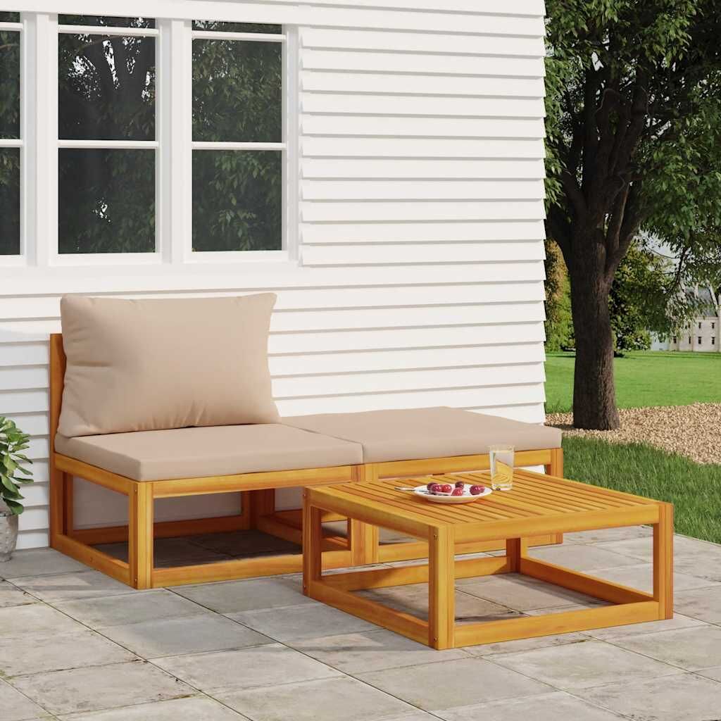 Vidaxl Set De Muebles Para Jardín 3 Piezas Con Cojines Madera Acacia_1