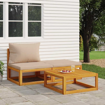 Vidaxl Set De Muebles Para Jardín 3 Piezas Con Cojines Madera Acacia_1