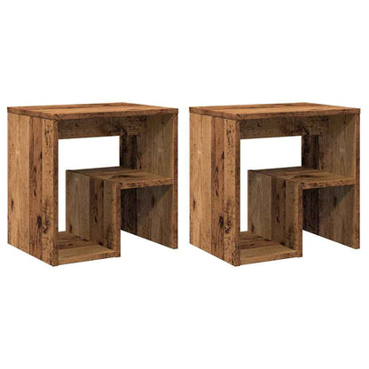 Mesitas De Noche 2 Uds Madera Ingeniería Envejecida 40x30x40 Cm_0