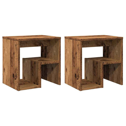 Mesitas De Noche 2 Uds Madera Ingeniería Envejecida 40x30x40 Cm_0