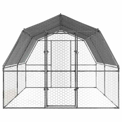 Vidaxl Gallinero Con Techo Y Puerta Acero Galvanizado Plateado_3