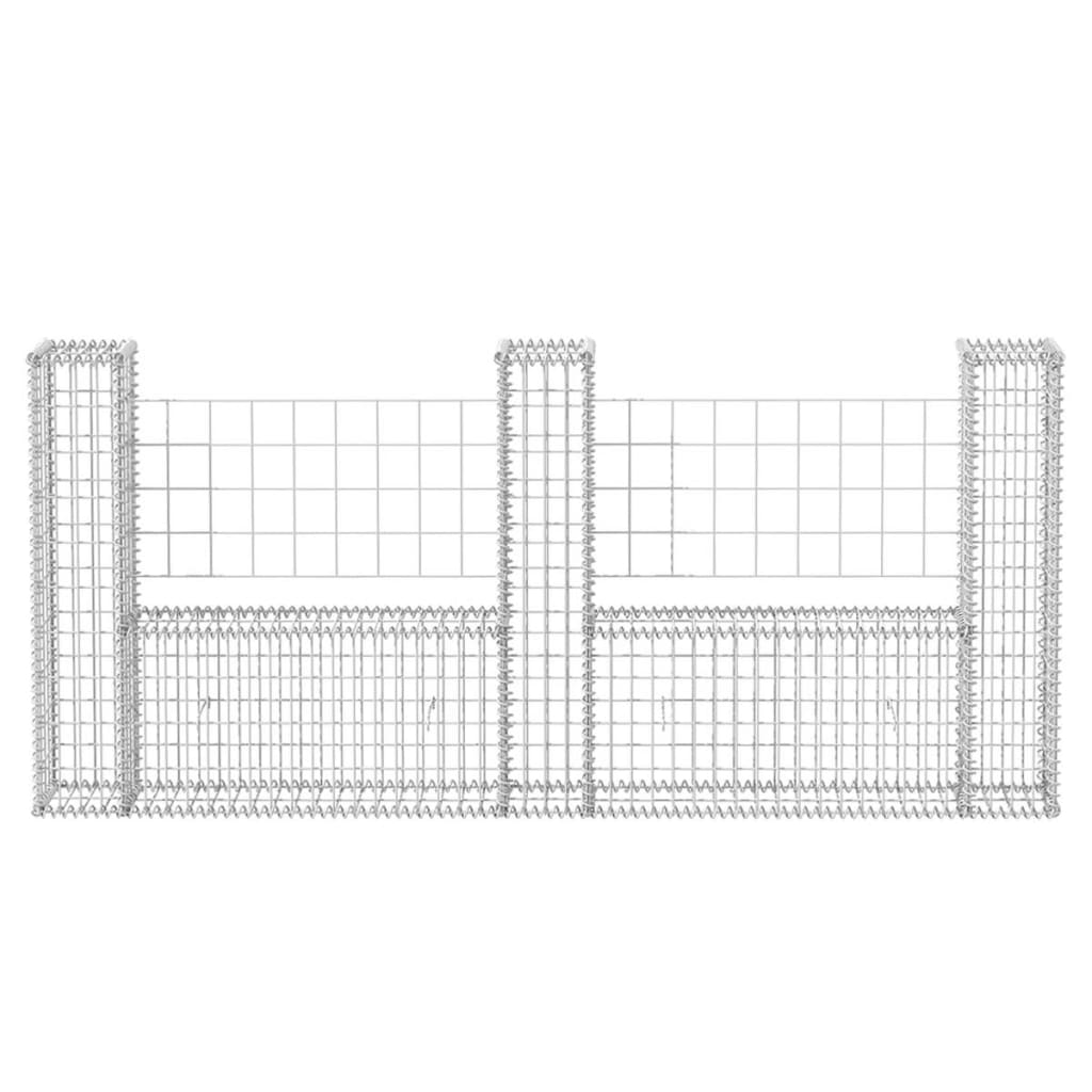 Cesta En Forma De U Muro De Gaviones Galvanizado 240x20x100 Cm / Vetonek_3