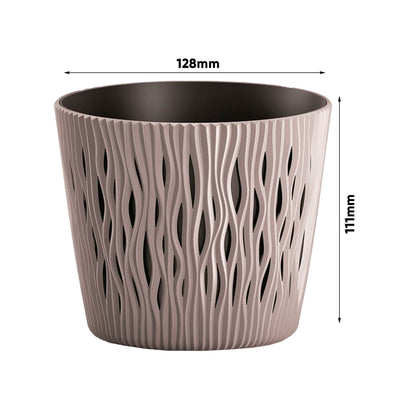 3x Maceta Redonda De Plastico Sandy Round En Color Mocca 12 (largo) X 12 (ancho) X 11,1 (alto) Cm_1