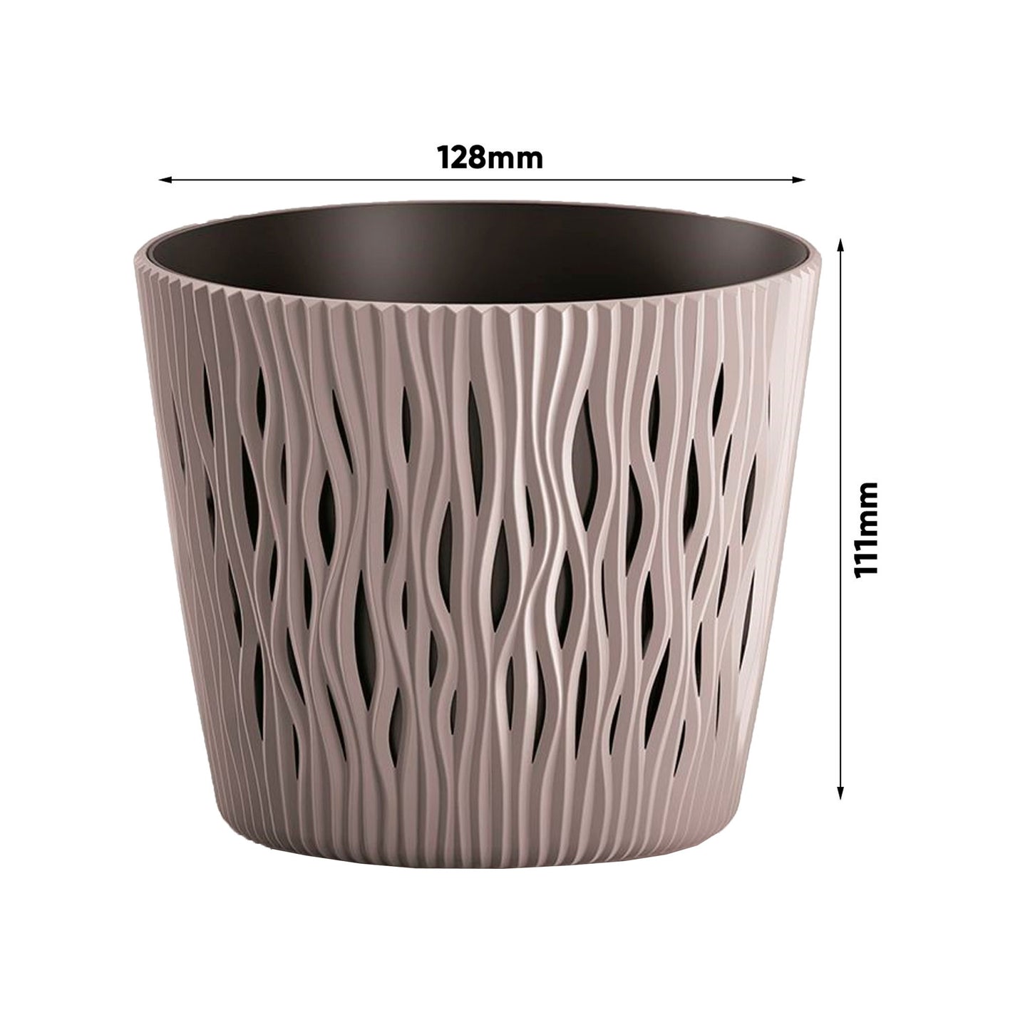 3x Maceta Redonda De Plastico Sandy Round En Color Mocca 12 (largo) X 12 (ancho) X 11,1 (alto) Cm