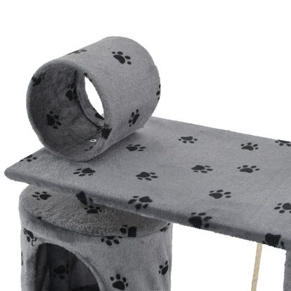 Vidaxl Rascador Para Gatos Con Poste De Sisal 140 Cm Huellas Gris_5