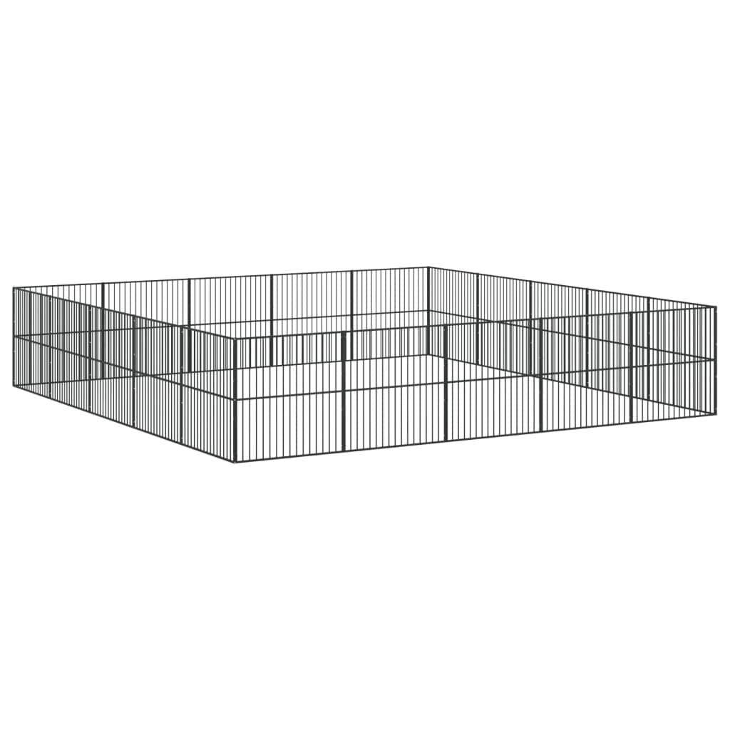 Vidaxl Corralito Para Perros Con 20 Paneles Acero Galvanizado Negro_0