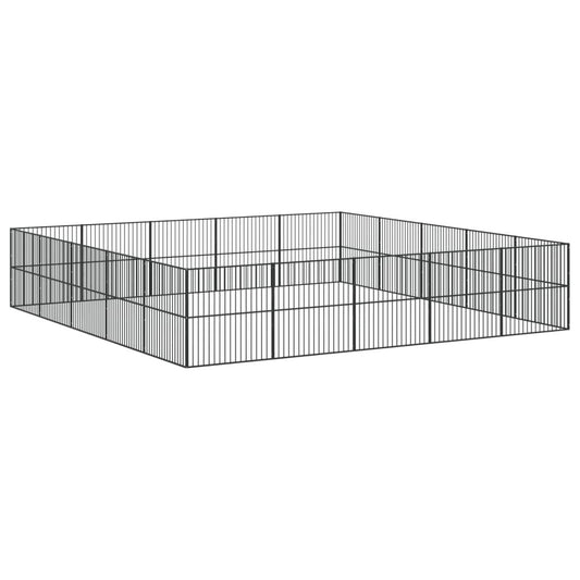 Vidaxl Corralito Para Perros Con 20 Paneles Acero Galvanizado Negro_0