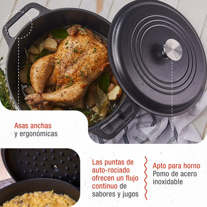 Victoria Horno Holandés Olla Inducción Hierro Fundido Curado 27cm, Cocotte 5,7l, Sin Ptfe Ni Pfoa, 33811, Negro_2