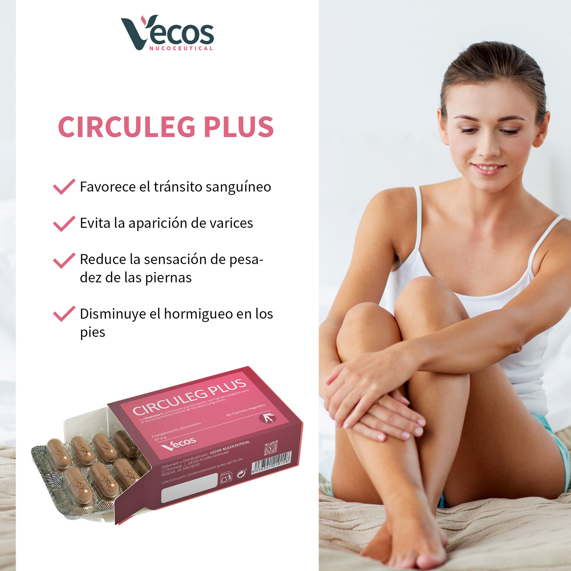Circuleg Plus Vecos 60 Cápsulas | Piernas Ligeras Y Prevención De Varices | Uva, Rusco, Ginkgo Y Vitamina C_3