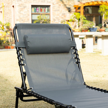 Outsunny Tumbona Plegable Con Respaldo Ajustable Reposacabezas 189x58x30 Cm Gris_3