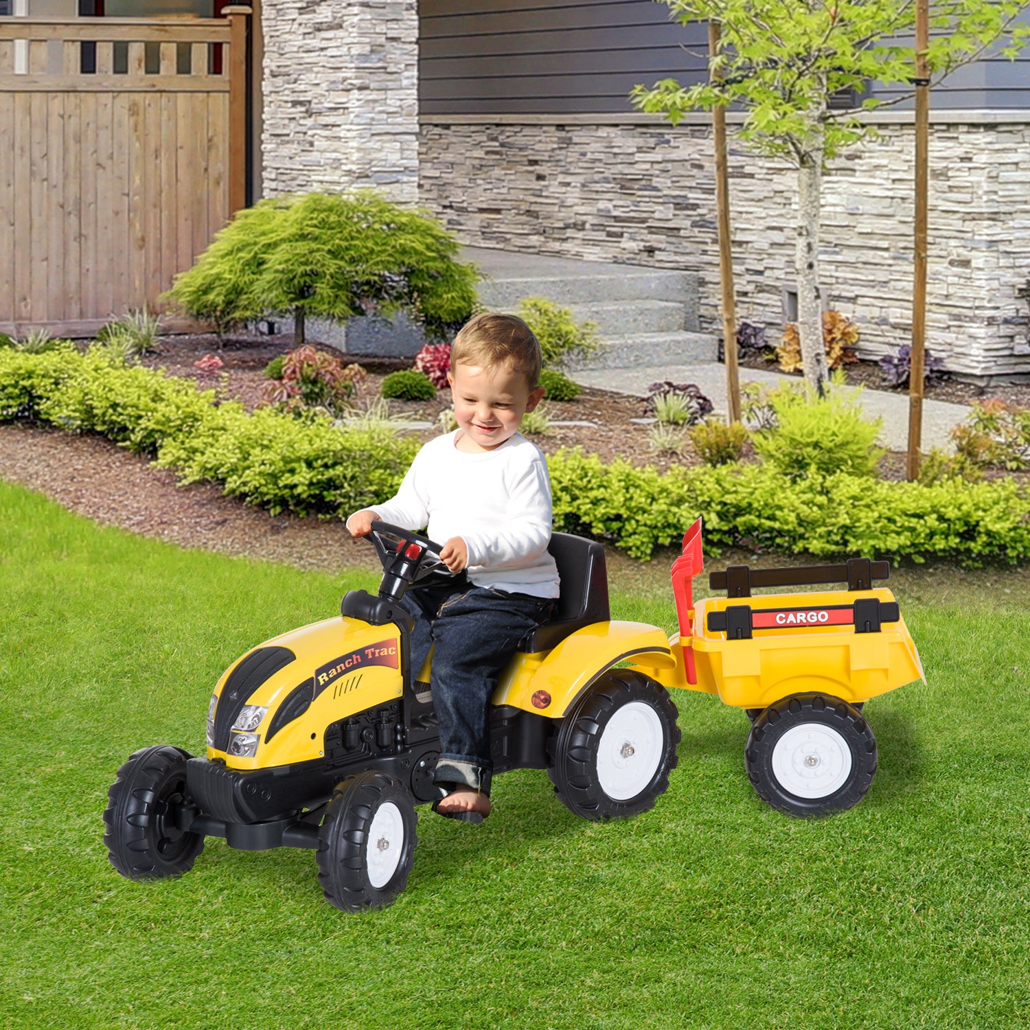 Homcom Tractor Pedal Con Remolque Para Niños 3 Años Juguete De Montar Coche_1