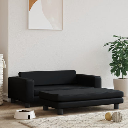 Cama De Perros Con Extensión Cuero Sintético Negro 100x50x30 Cm / Vetonek_3