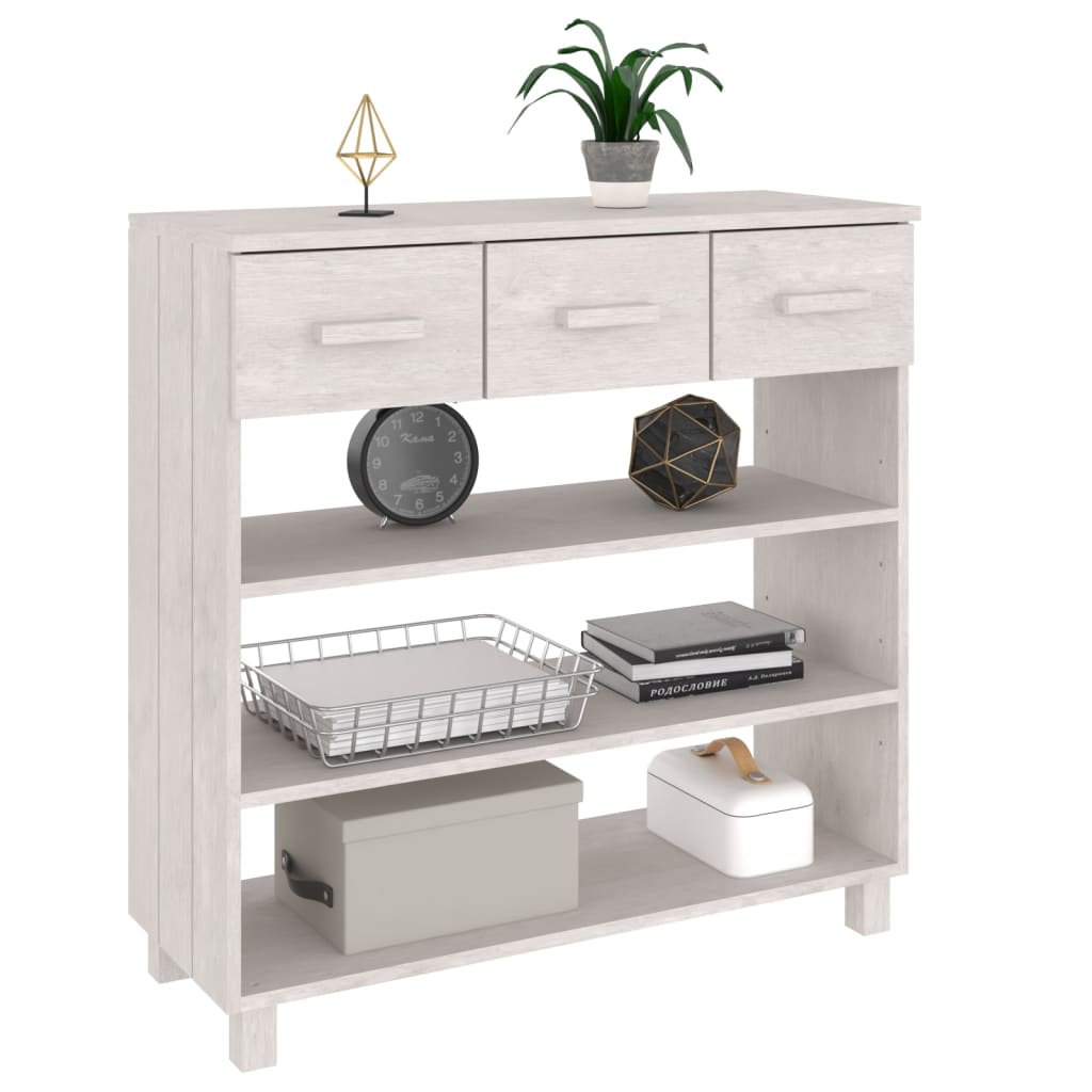 Mesa Consola Hamar Madera Maciza De Pino Blanco 90x35x90 Cm_2