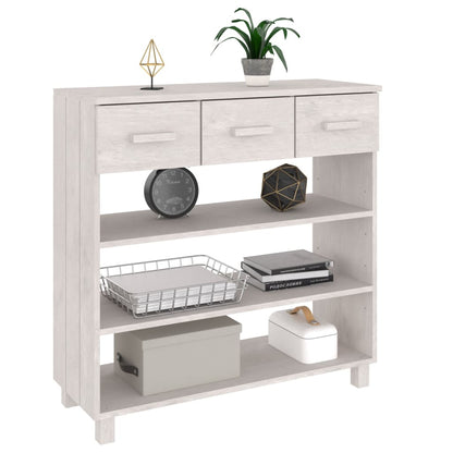 Mesa Consola Hamar Madera Maciza De Pino Blanco 90x35x90 Cm_2