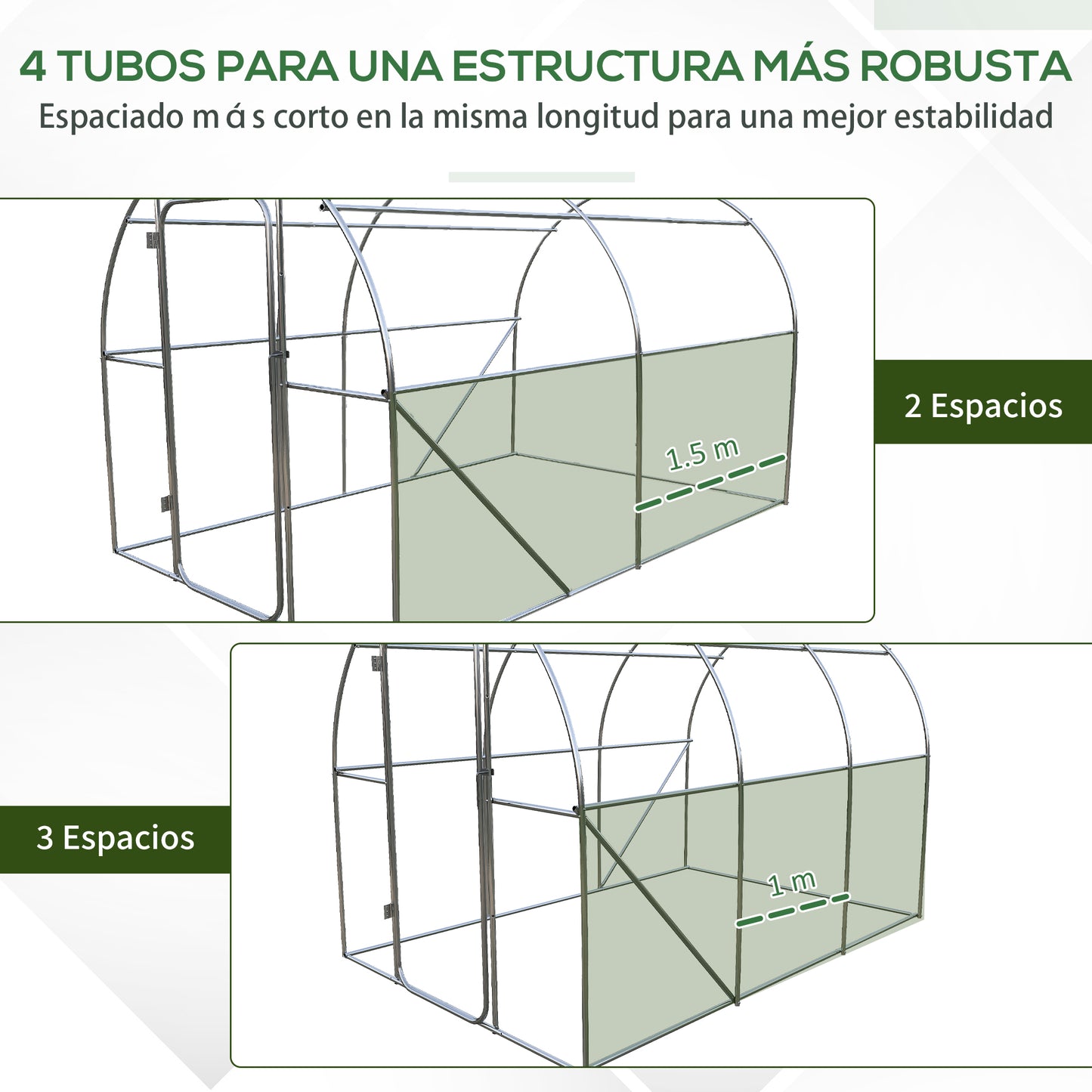 Outsunny Invernadero De Túnel 3x2x2 M Con Puerta Y Ventanas Función De Drenaje_3