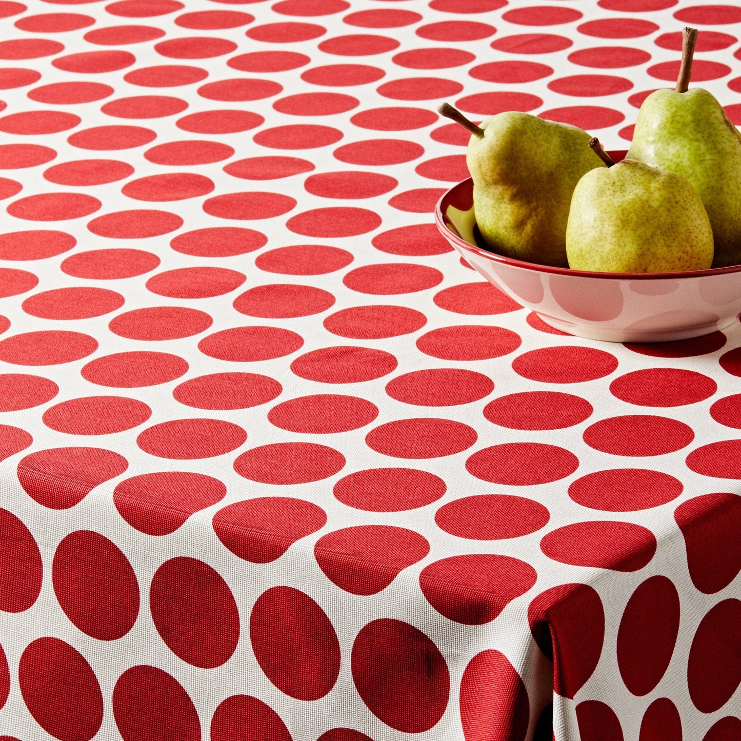 Mantel 170x200cm 100% Algodon Panama 190gsm Topos Rojos Benetton_4