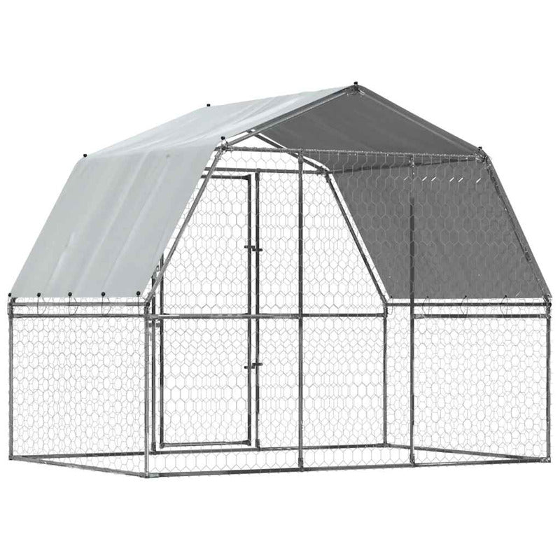 Vidaxl Jaula Para Perros Con Techo Y Puerta Acero Galvanizado Plateado_5