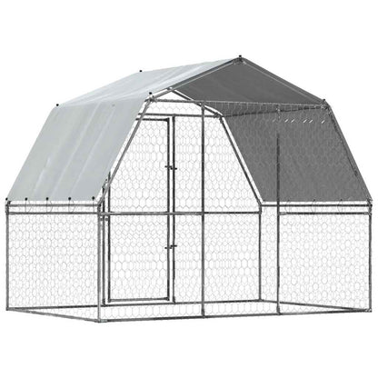 Vidaxl Jaula Para Perros Con Techo Y Puerta Acero Galvanizado Plateado_5