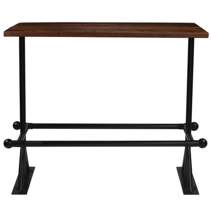 Mesa De Bar Madera Maciza Reciclada Marrón Oscuro 150x70x107 Cm_0