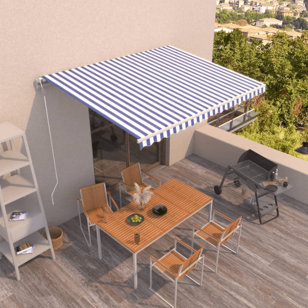 Toldo Automático Retráctil Azul Y Blanco 450x350 Cm_1