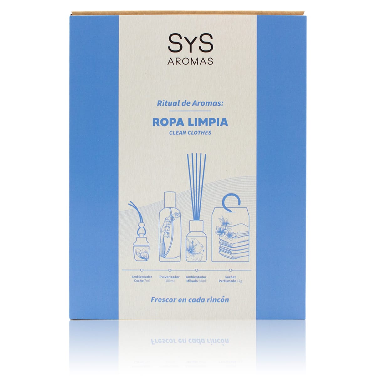 Pack Ropa Limpia SYS Aromas | Mikado 50ml + Spray 100ml + Coche 7ml + Sachet | Aroma Fresco y Límpio | Hecho en España_1