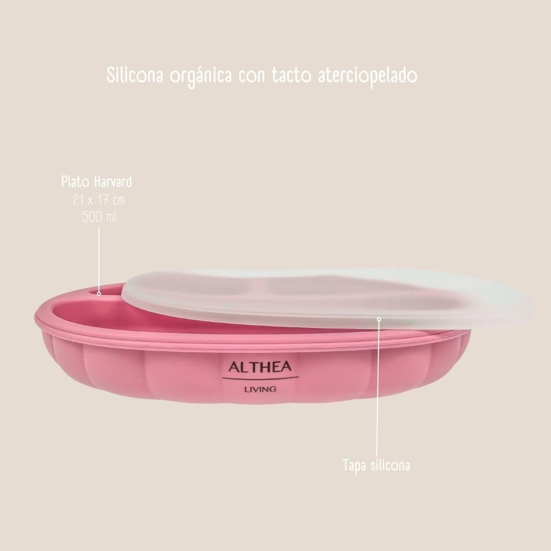 Vajilla De Silicona Orgánica - 15 Piezas - Rosa Profundo._3