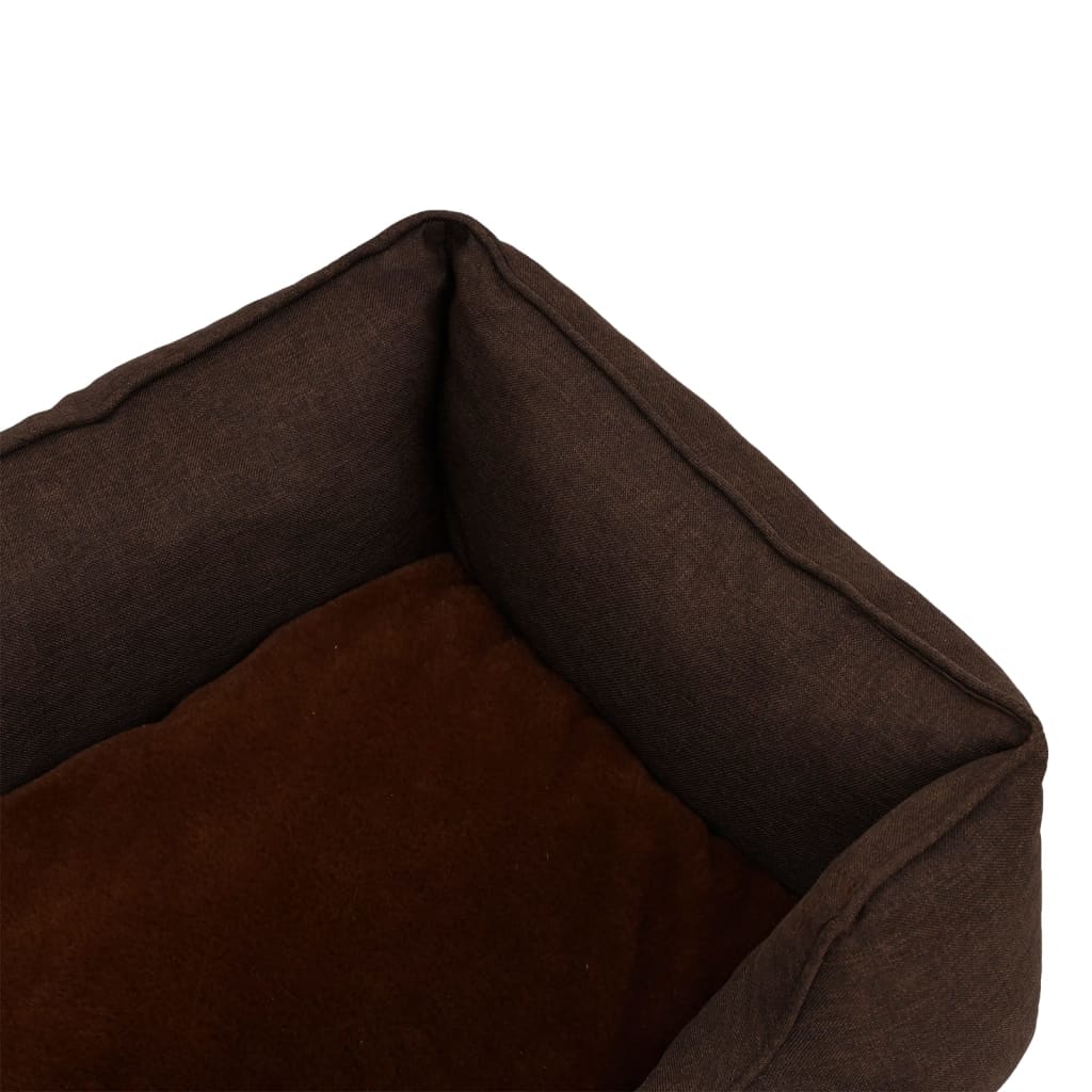 Cama De Perro De Felpa Apariencia De Lino Marrón 85,5x70x23 Cm / Vetonek_3