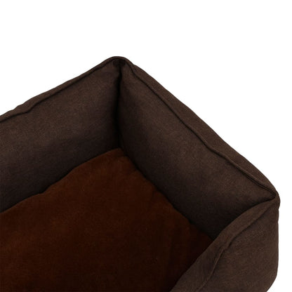 Cama De Perro De Felpa Apariencia De Lino Marrón 85,5x70x23 Cm / Vetonek_3