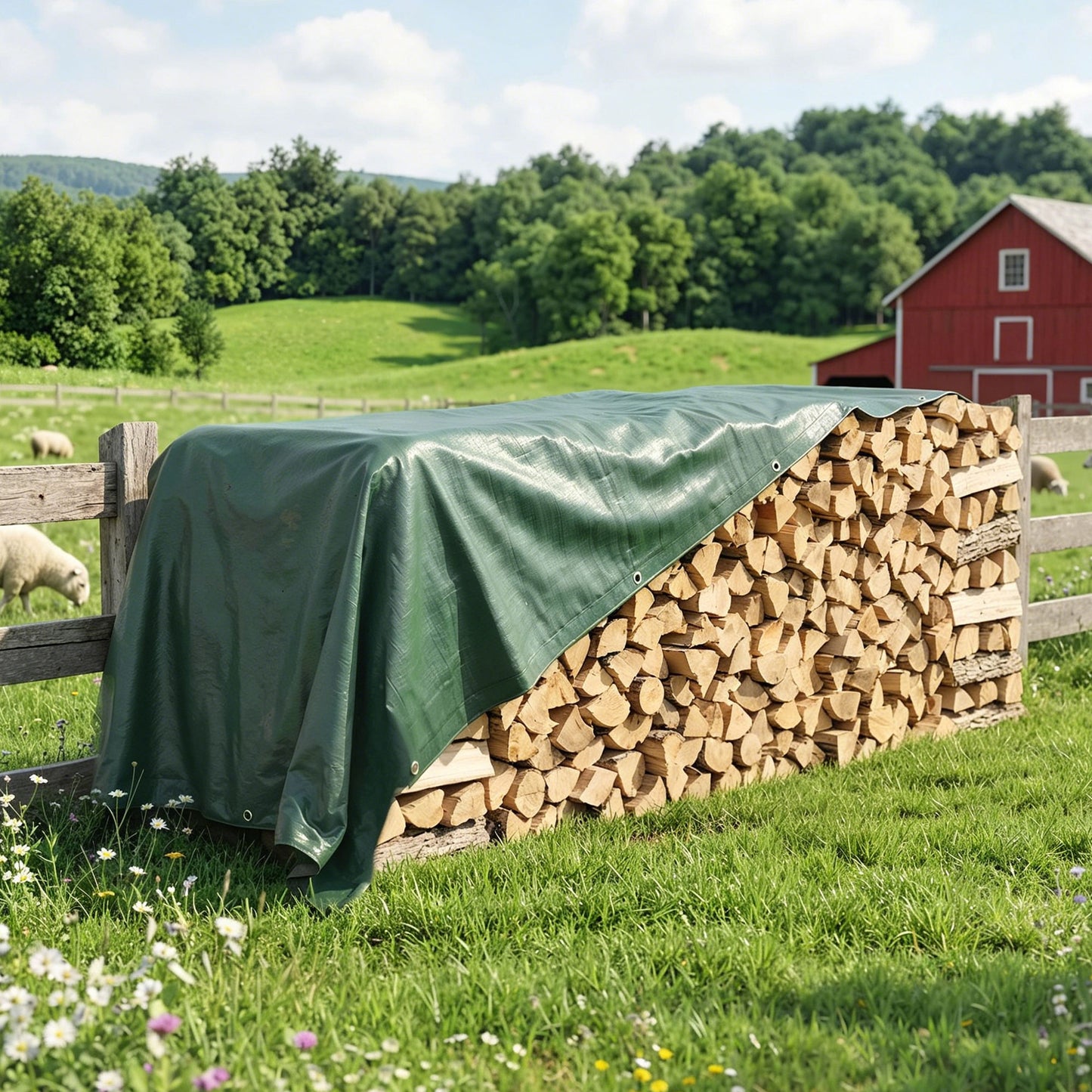 Outsunny Lona Impermeable Exterior 6x8 M Pe Resistente A Rasgaduras 90 G/m²_3