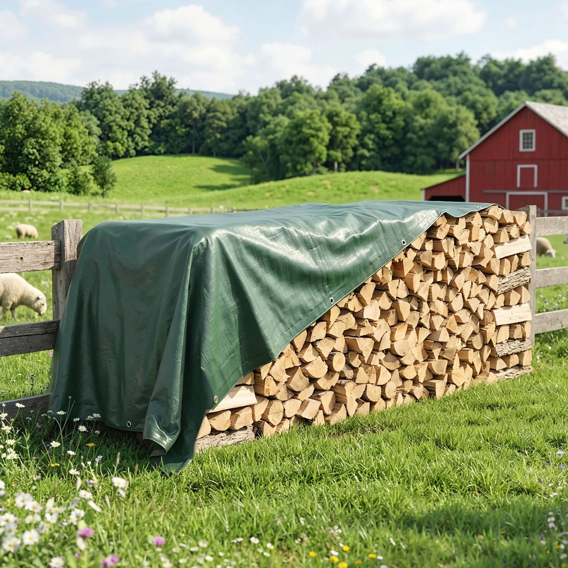 Outsunny Lona Impermeable Exterior 6x8 M Pe Resistente A Rasgaduras 90 G/m²_3