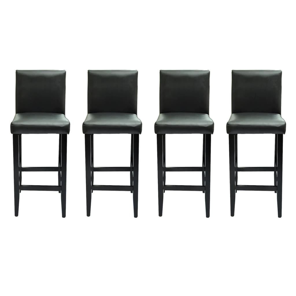 Taburetes De Cocina 4 Unidades Cuero Artificial Negro_0
