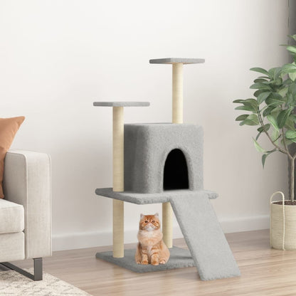 Vidaxl Rascador Para Gatos Con Postes De Sisal Gris Claro 110 Cm_1