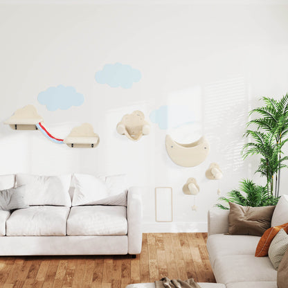 Pawhut Juego De Pared De Escalada Para Gatos 6 Piezas Con Hamacas Plataformas_1