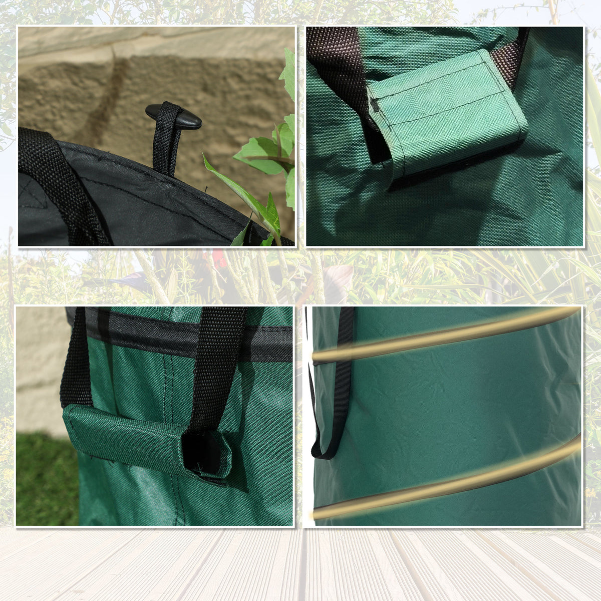 Outsunny Set De 4 Bolsas De Basura De Jardín 86l Con Asas Y Diseño Pop-up_3
