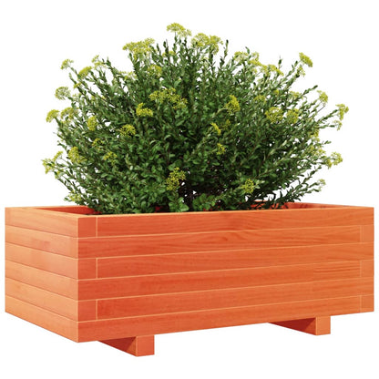 Jardinera De Madera Maciza De Pino Marrón Cera 70x40x26,5 Cm_3