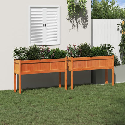 Jardineras Con Patas 2 Uds Madera Maciza De Pino Marrón Cera_2